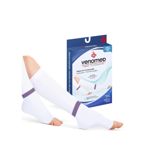Meia Cirurgica 3/4 Anti-Trombo Tam: XG (15-21mmHg) Ponteira Aberta - Venomed