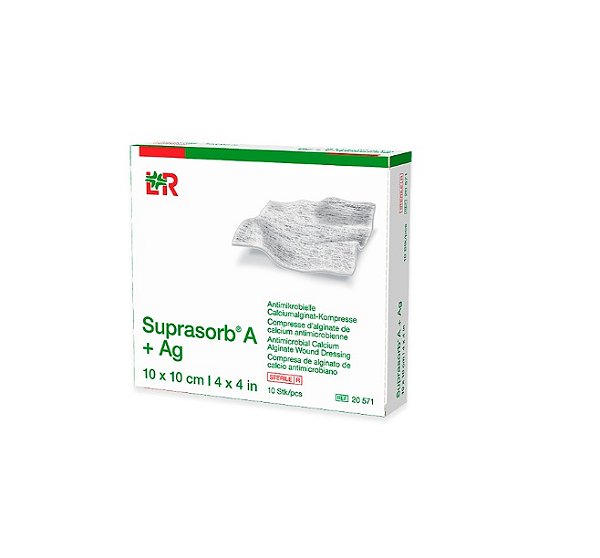 Curativo de Alginato de Cálcio e Prata 10cm x 20cm Suprasorb A + AG - Lohmann & Rauscher