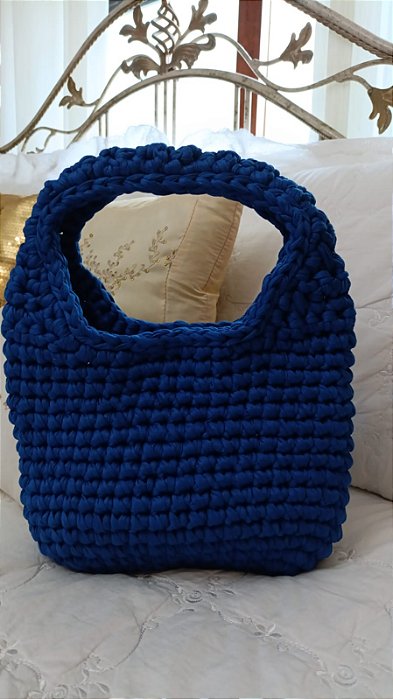 Bolsa de croche azul escuro