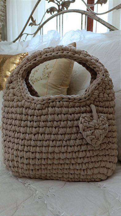 Bolsa de crochê bege