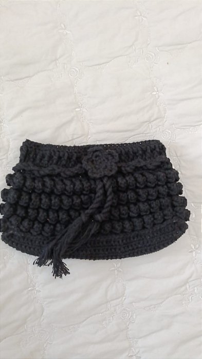 Bolsa de crochê preta carteira