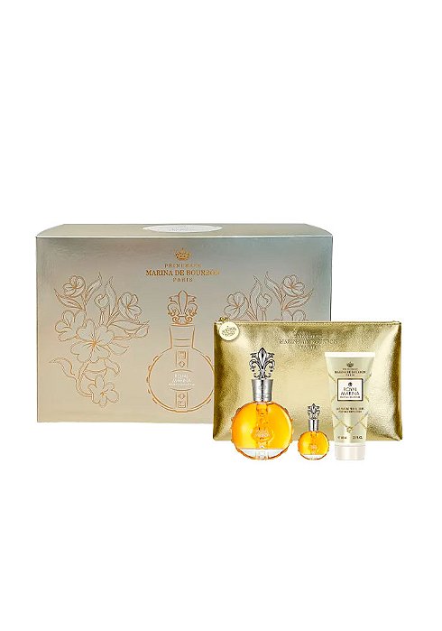 Kit Royal Diamond Marina de Bourbon Eau de Parfum Feminino Perfume 100ml + Perfume Feminino 7,5ml + Body Lotion 100ml