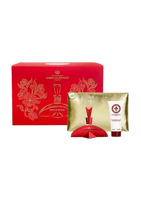 Kit Rouge Royal Marina de Bourbon Eau de Parfum Feminino Perfume 100ml + Loção Corporal 100ml + Nécessaire