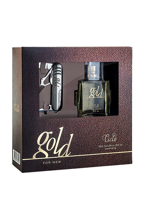 Kit Gold I'man Deo Colônia Masculino Perfume 50ml + Canivete