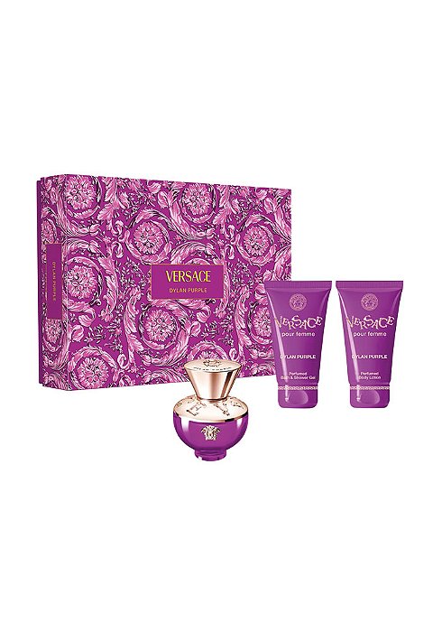 Kit Dylan Purple Versace Eau de Parfum Feminino Perfume 50ml + Gel de Banho 50ml + Loção 50ml