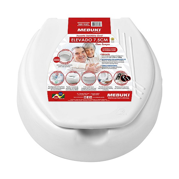 Assento Sanitário Oval Elevado 7,5cm c/ Tampa
