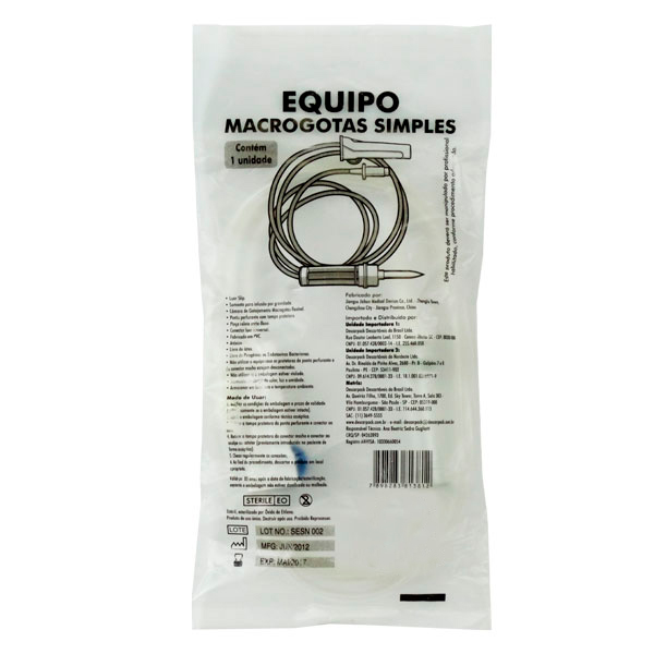 Equipo de Infusão Macrogotas Soro