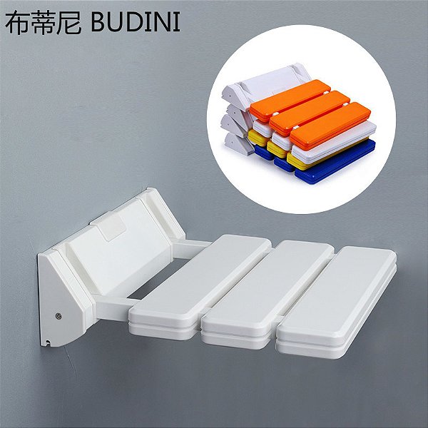 Assento de parede para chuveiro, cadeira dobrável com suporte azul para banheiro