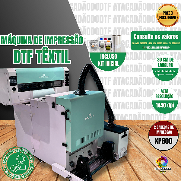 MÁQUINA DTF TÊXTIL MECOLOUR 30CM 2 CABEÇAS