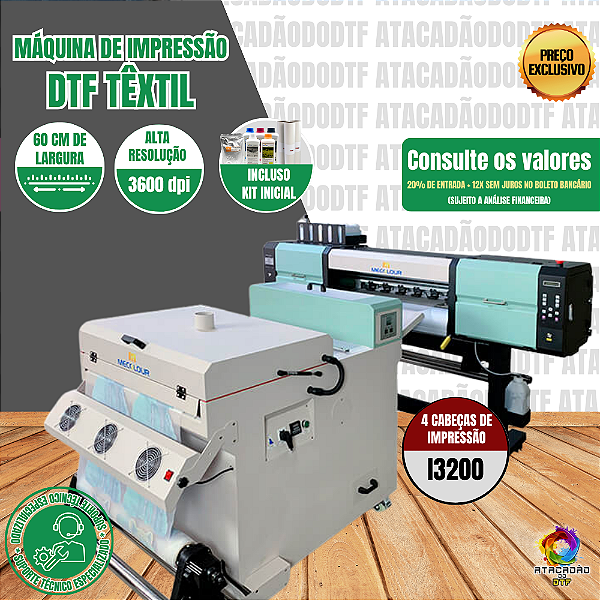 MÁQUINA DTF TÊXTIL MECOLOUR 60CM 4 CABEÇAS