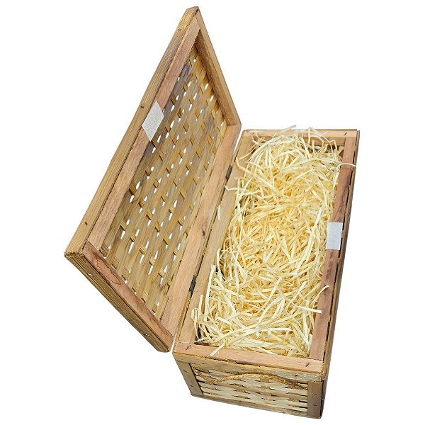 Cesta Artesanal em Bambu com Palha 36 x 15 cms Individual