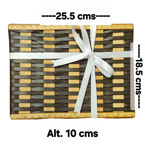 Cesta artesanal para presente até 2 garrafas com palha e fita de Cetim