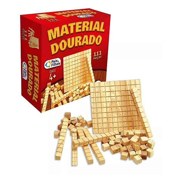 Material Dourado Madeira Didático Educativo Escolar 111 peças