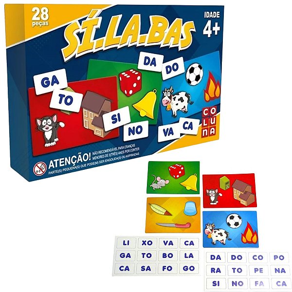 Jogo Educativo Aprender Sílabas 28 Peças Brinquedo Coluna