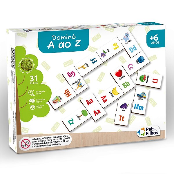 Jogo Educativo Alfabetização Dominó A Ao Z - Pais & Filhos