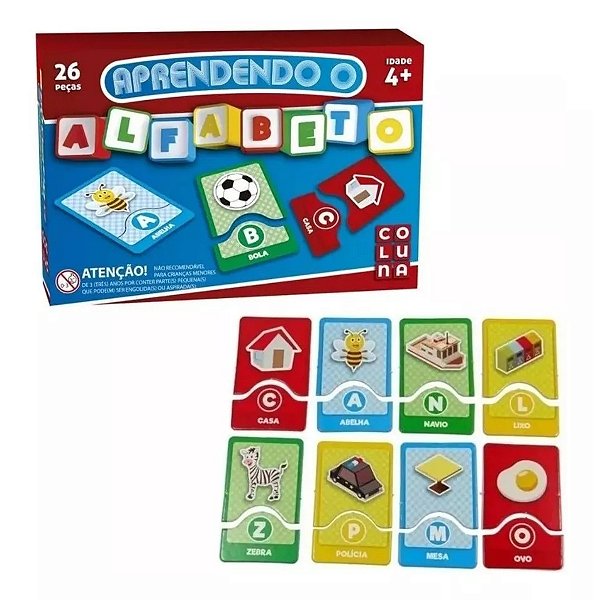 Jogo Educativo Pedagogico Aprendendo O Alfabeto 26 peças