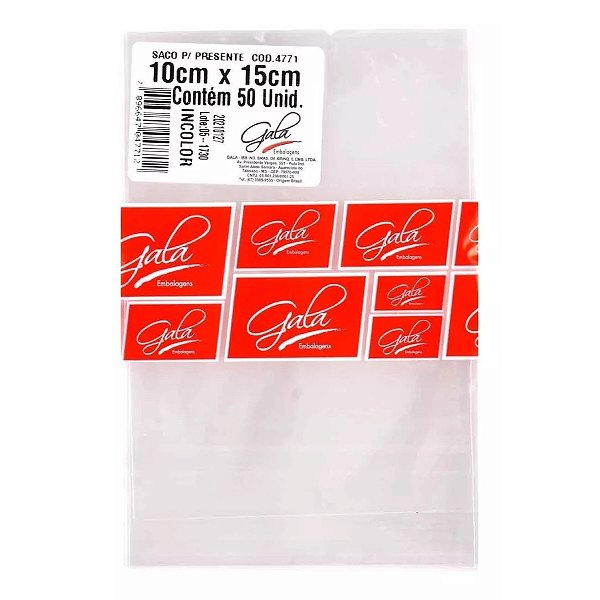 Kit Sacos De Presente Transparente 900 Incolor 10x15cm 50un.