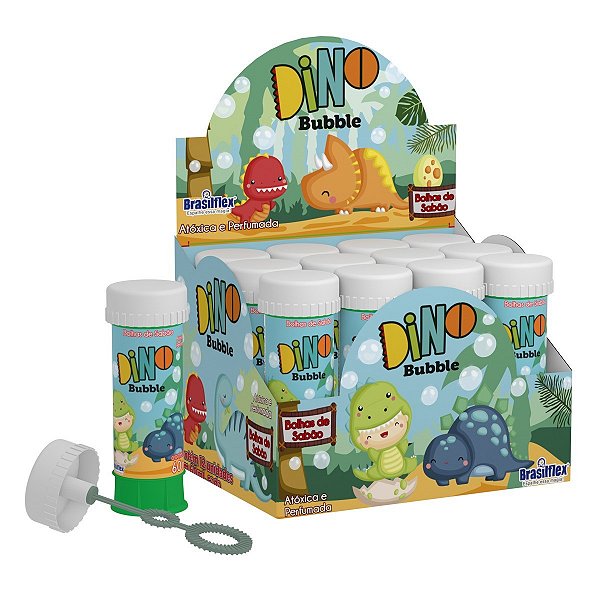 Kit 12x Tubos 60ml Bolha de Sabão Dino Bubble Brasilflex