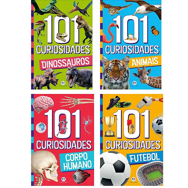 Kit 4 Livros de 101 curiosidades - Animais, Futebol, Dinossauros e Corpo Humano