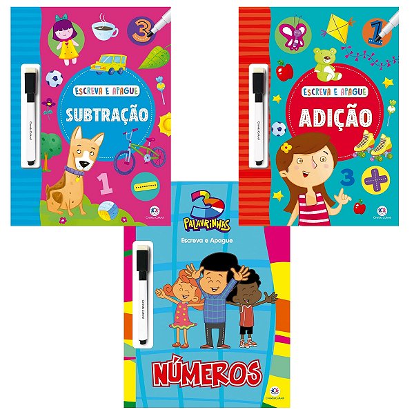 Kit 3 Livros para Aprender Matematica Escreva e Apague