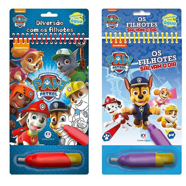 Kit 2 Aquabook Patrulha Canina - Diversão com Filhotes e Os Filhotes Salvam