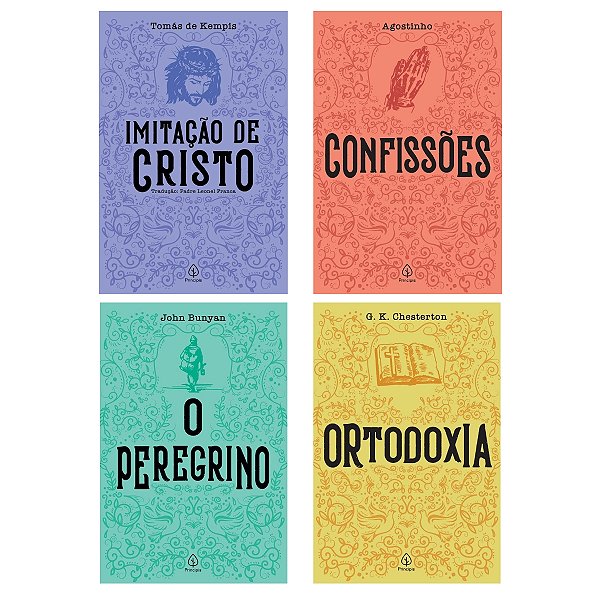 Kit 4 Livros Literatura Crista - O Peregrino, Imitação de Cristo, Ortodoxia e Confissões