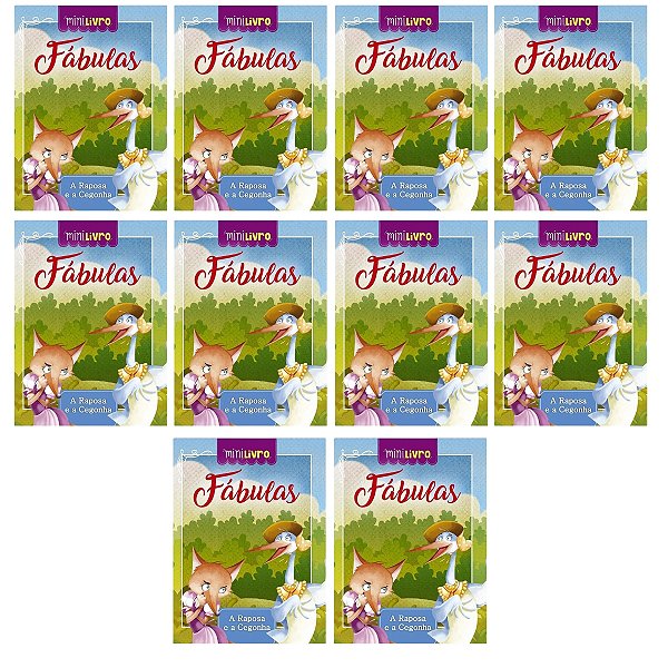 Kit 10 Minilivros Fabulas - A raposa e a cegonha