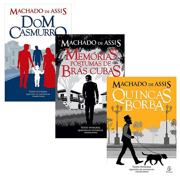 Kit 3 Livros Machado de Assis - Dom Casmurro, Memorias Postumas de Bras Cubas e Quincas Borba