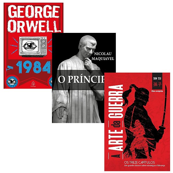 Kit 3 Livros Poder e Controle | 1984, A Arte da Guerra e o Principe de Maquiavel
