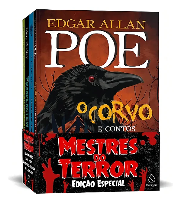 Box 4 Livros - Mestres Do Terror - O Corvo e Contos Extraordinários + Frankenstein + O Médico E O Monstro + O Chamado De
