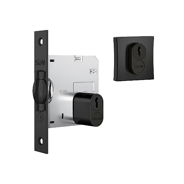 Fechadura Stam Trinco Rolete Classic 1005 Externa com Roseta Quadrada Antique E-Coat