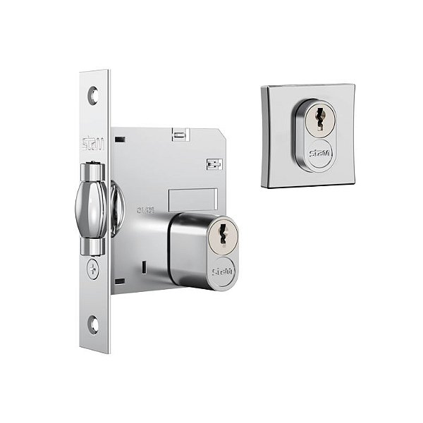 Fechadura Stam Trinco Rolete Classic 1005 Externa Roseta Quadrada Cromado