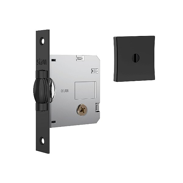 Fechadura Stam Trinco Rolete Classic 1005 Tetra Externa Roseta Quadrada Preto Fosco