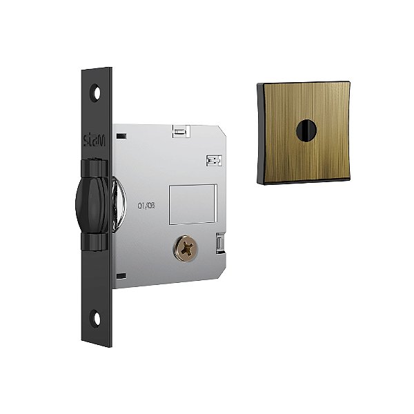 Fechadura Stam Trinco Rolete Classic 1005 Tetra Externa Roseta Quadrada Antique E-Coat
