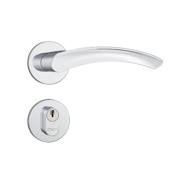 Fechadura Stam Externa 803/13 Cromado Roseta Redonda de Inox