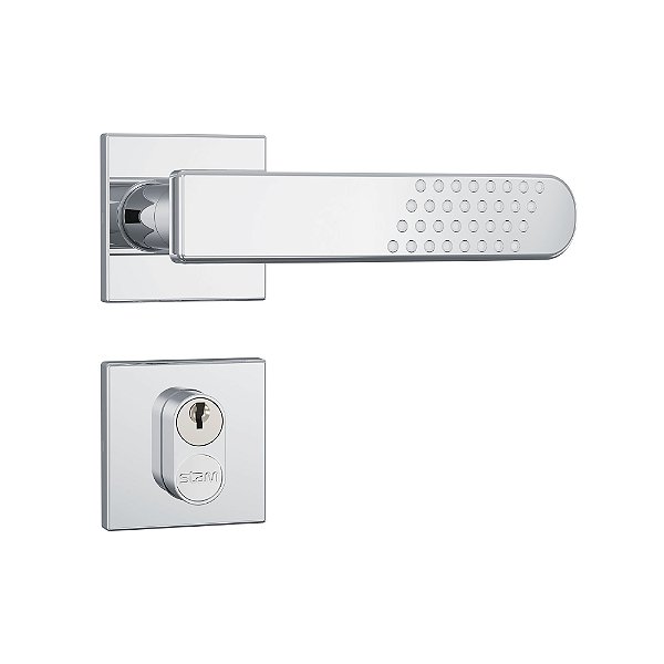 Fechadura Stam Externa 803/21 Cromado Roseta Quadrada de Inox