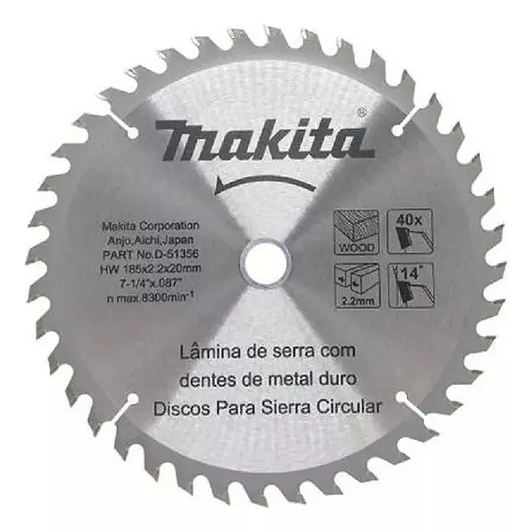 Disco de Serra Circular  - 40 Dentes - 185mm X 20mm