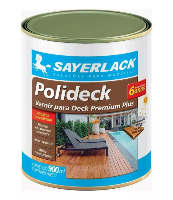 Verniz para Madeira Base Solvente Brilhante Polideck Natural 900ml - Sayerlack