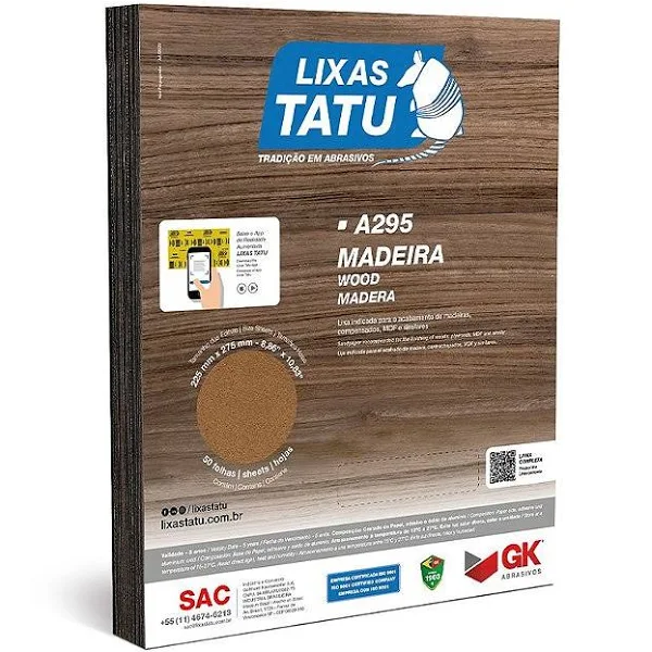 Folha de Lixa de Madeira Tatu N 120 - unidade