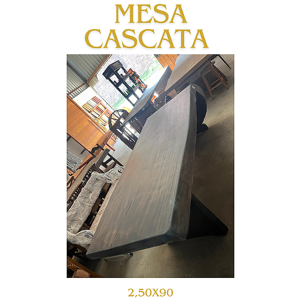 Mesa Cascata de Madeira Pequi Preto 2,50 X 90 X 80