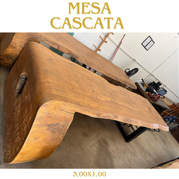 Mesa Cascata de Madeira Pequi Preto 3,00 X 1,00 X 80