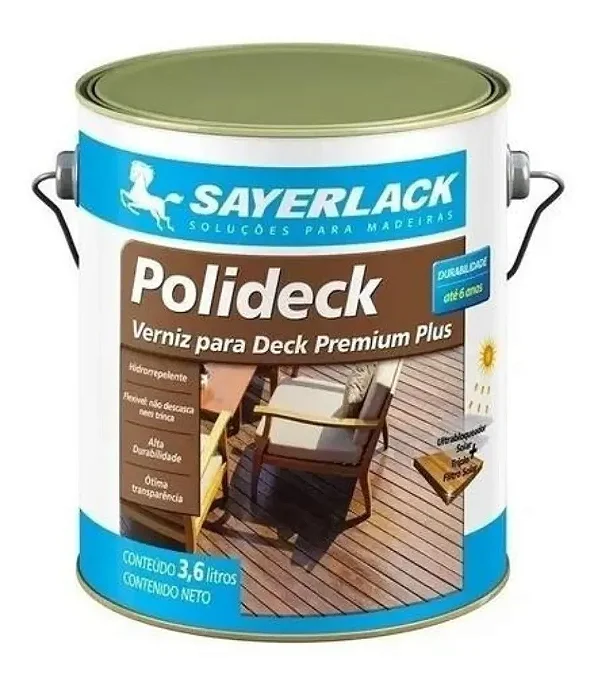 Verniz para Madeira Base Solvente Brilhante Polideck Natural 3,600 l - Sayerlack