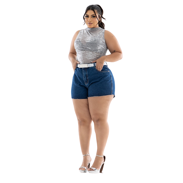 SHORT PLUS SIZE B/F C/CINTO BRANCO REF-9876 TAM-46 ao 52