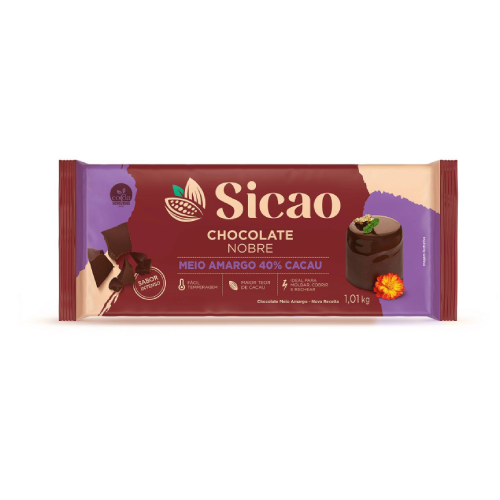 Chocolate Barra Sicao Nobre Meio Amargo - Embalagem com 1,01KG