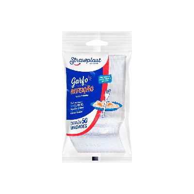 Garfo Refeição Strawplast Cor Cristal - Pacote com 50UN
