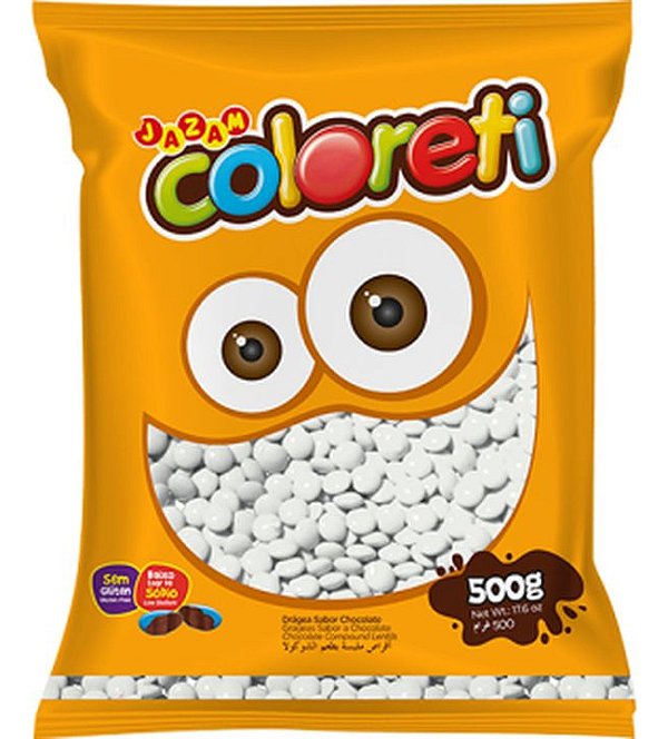 Confete de Chocolate Coloreti Branco - Embalagem com 500G