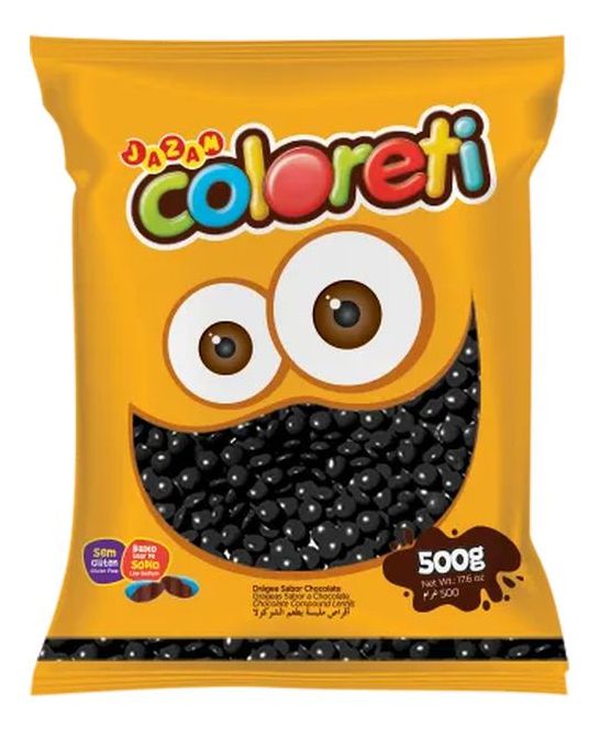 Confete de Chocolate Coloreti Preto - Pacote 500G