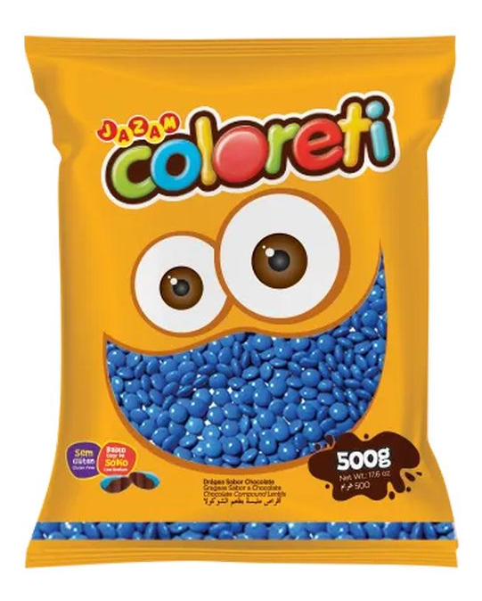 Confete Sabor Chocolate Coloreti Cor Azul - Embalagem com 500G