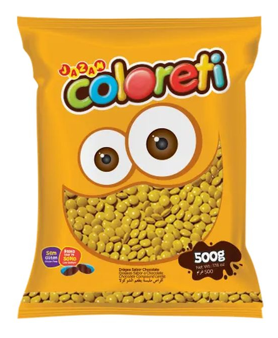 Confete Sabor Chocolate Coloreti Cor Amarelo - Embalagem com 500G