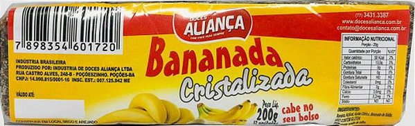 Doce de Bananada Cristalizada Aliança - Pacote 200G